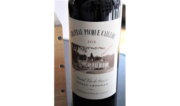 kist inh 6 flessen à 75cl rode wijn, Chateau Picque Caillou, 2018